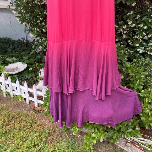 $228 NWT YOUNG, FABULOUS & BROKE WRAP TIE-DYE TIERED/RUFFLED MAXI DRESS - Picture 5 of 8